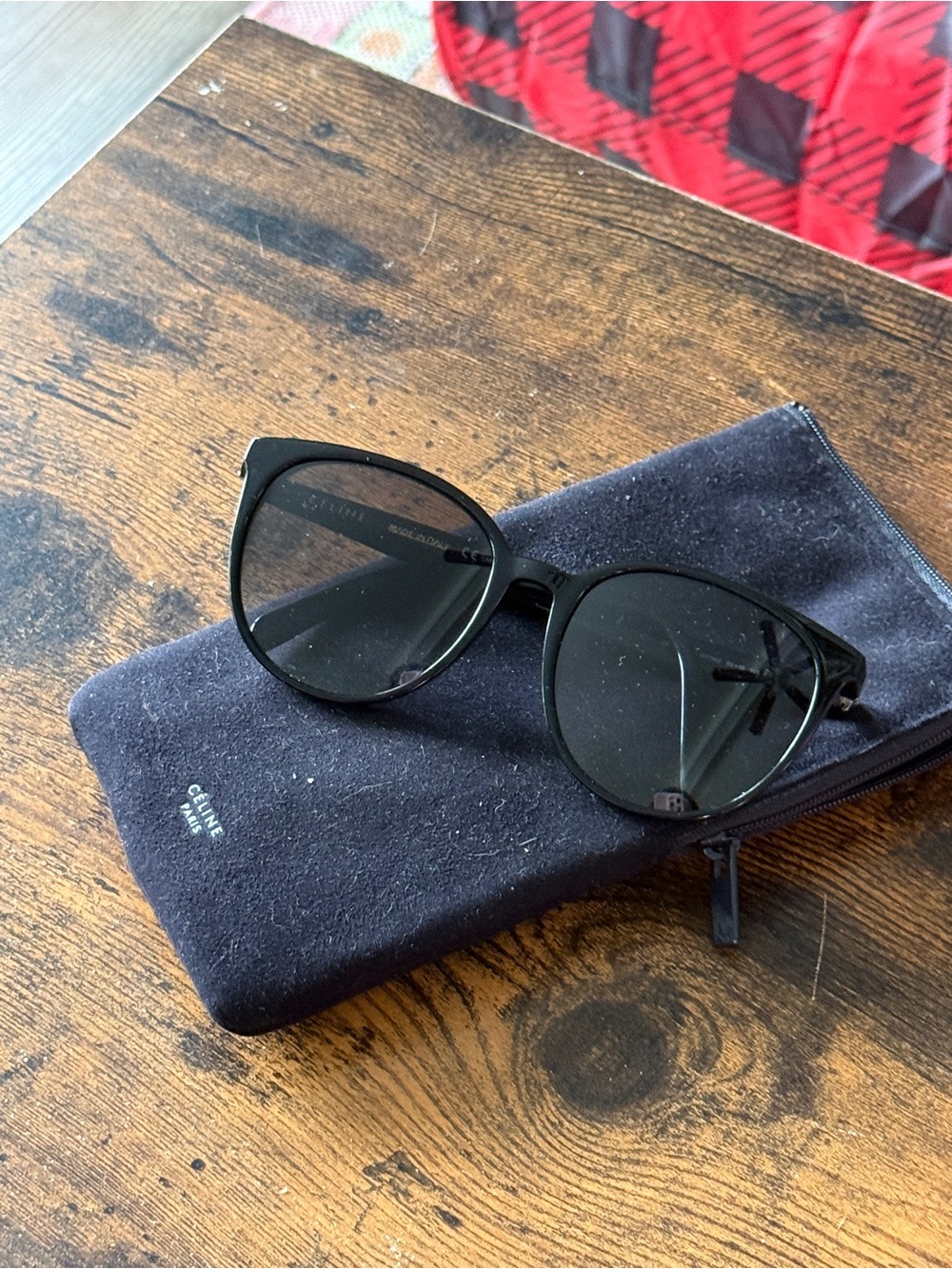 Celine Matte Black Cat-Eye Sunglasses with Dark Lenses